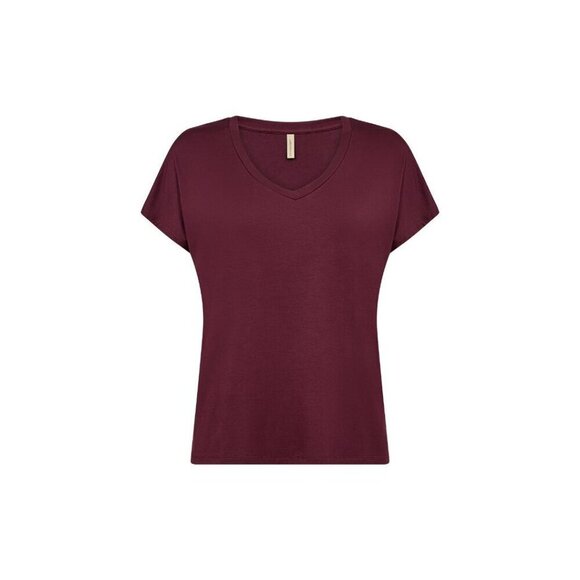 NWT SOYA CONCEPT Marica 32 Burgundy Wine Vneck T-Shirt - Picture 5 of 5